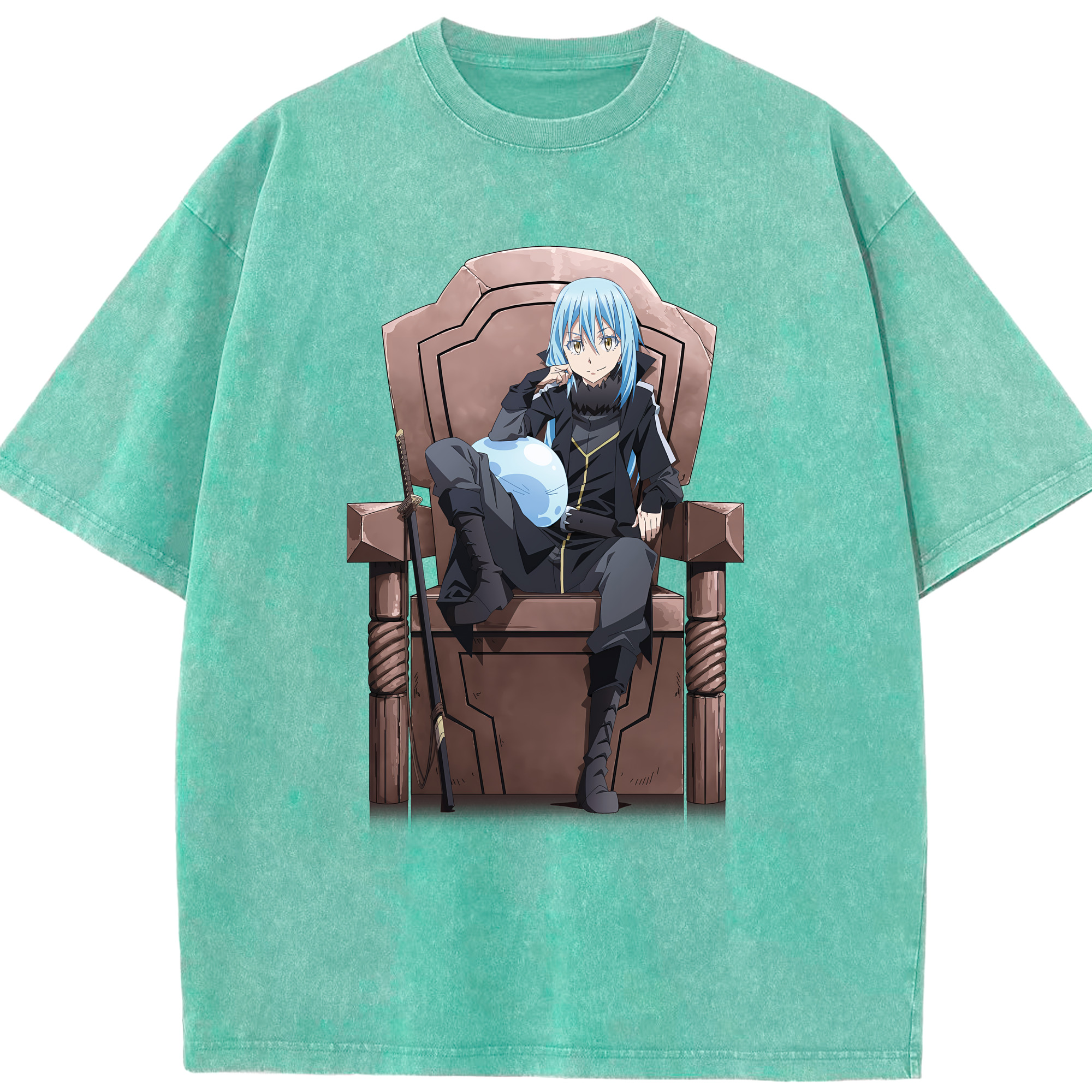 （画像用） 転スラ Regarding Reincarnated to Slime 綿100% ヴィンテージ風 半袖Tシャツ（フロントプリント）